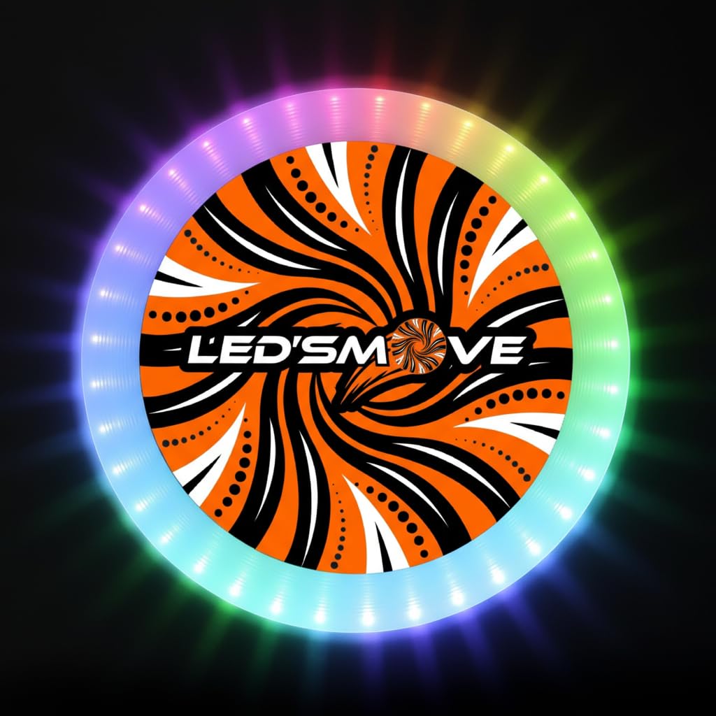 Flying Disc | Leuchtender Frisbee | Disc Golf LED-Frisbee für Erwachsene | LedsMove Transparent Modell 25 cm mit Mehr al