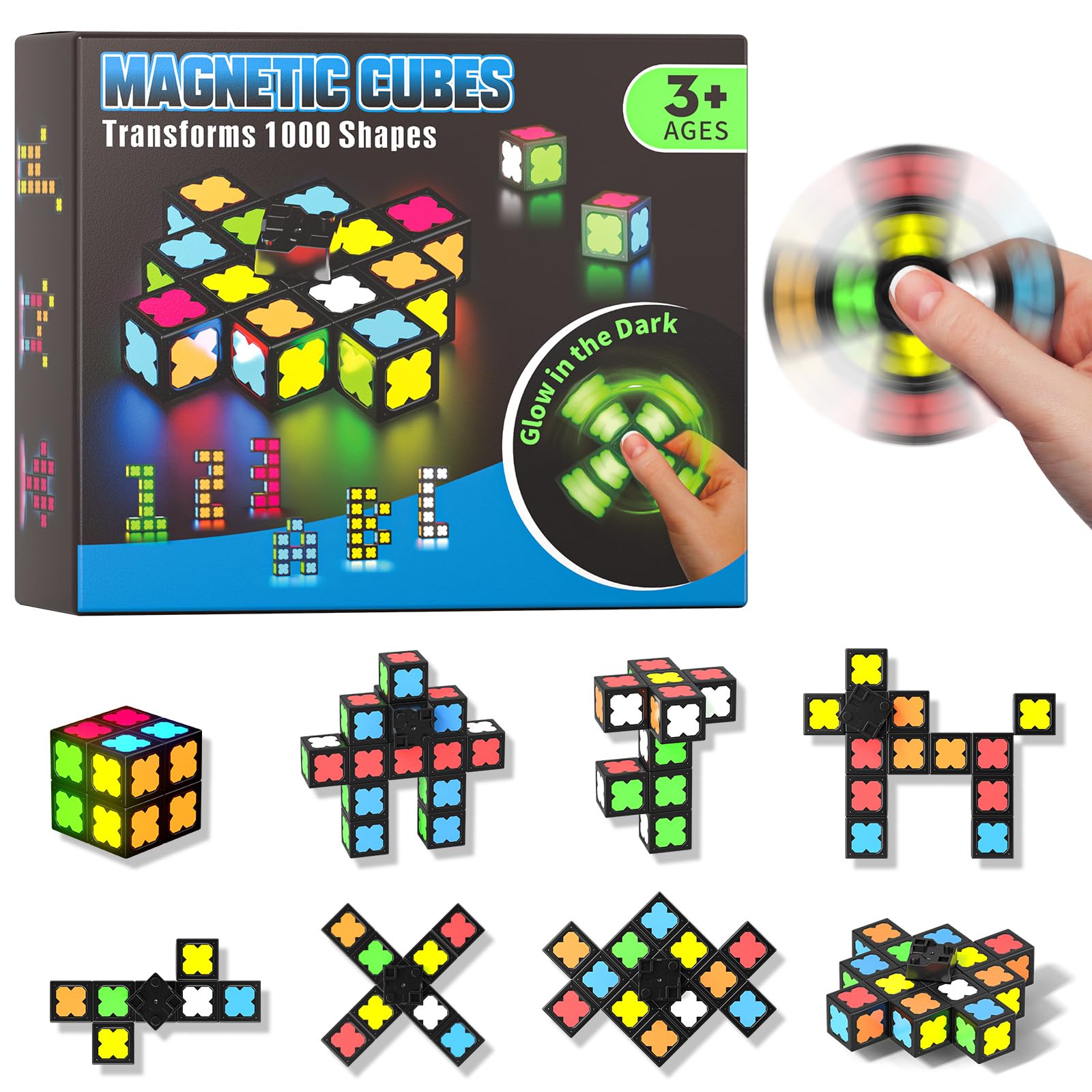 Magnetische Fidget Toys Kinder Teen Erwachsene - 12 im Dunkeln Leuchtende Magnete - DIY Geschenke für Stressabbau und En