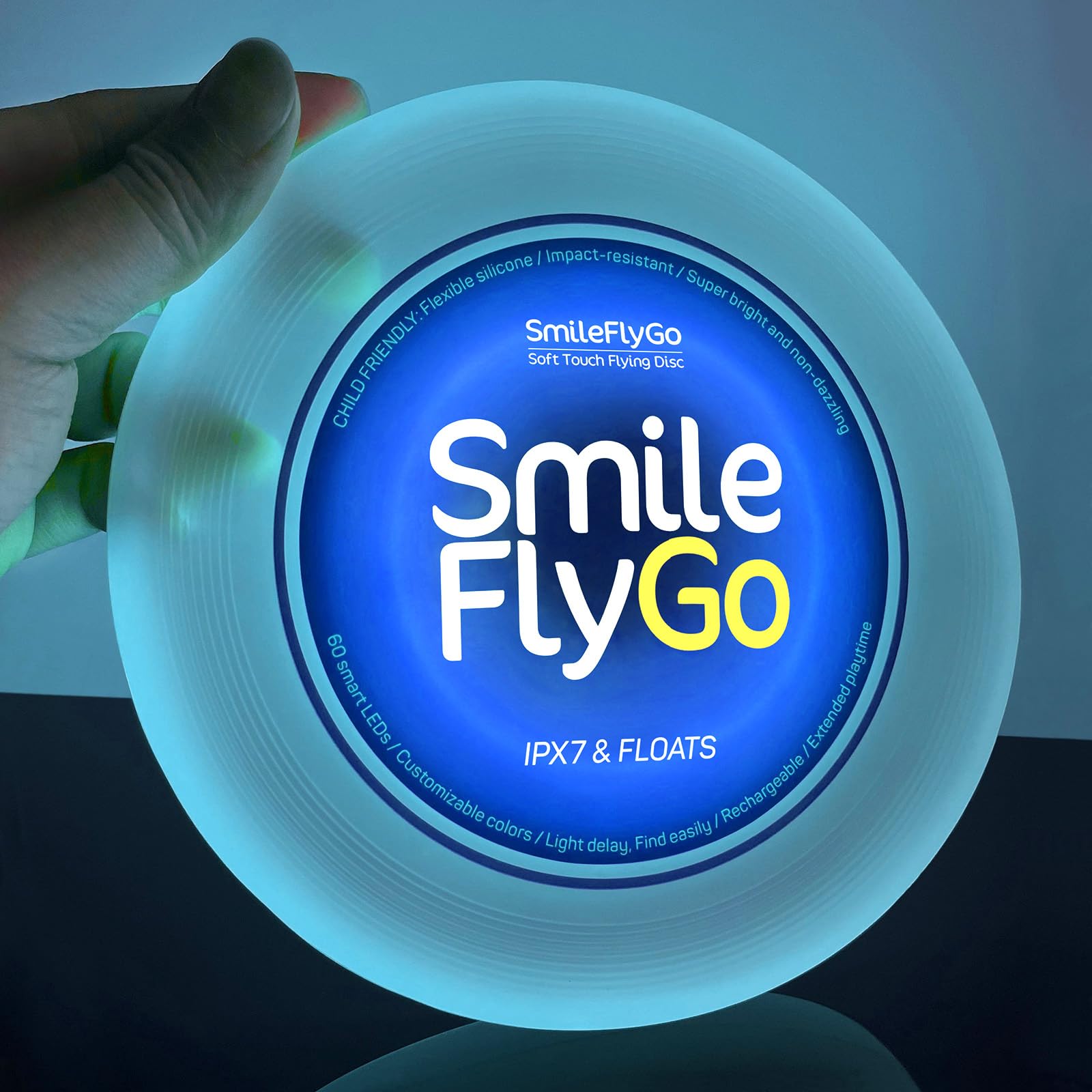 LED Wurfscheibe für Kinder – Weiches Silikon, Wasserdicht & Schwimmfähig, 60 RGB-Lichter, Wiederaufladbar – Ideal für Po