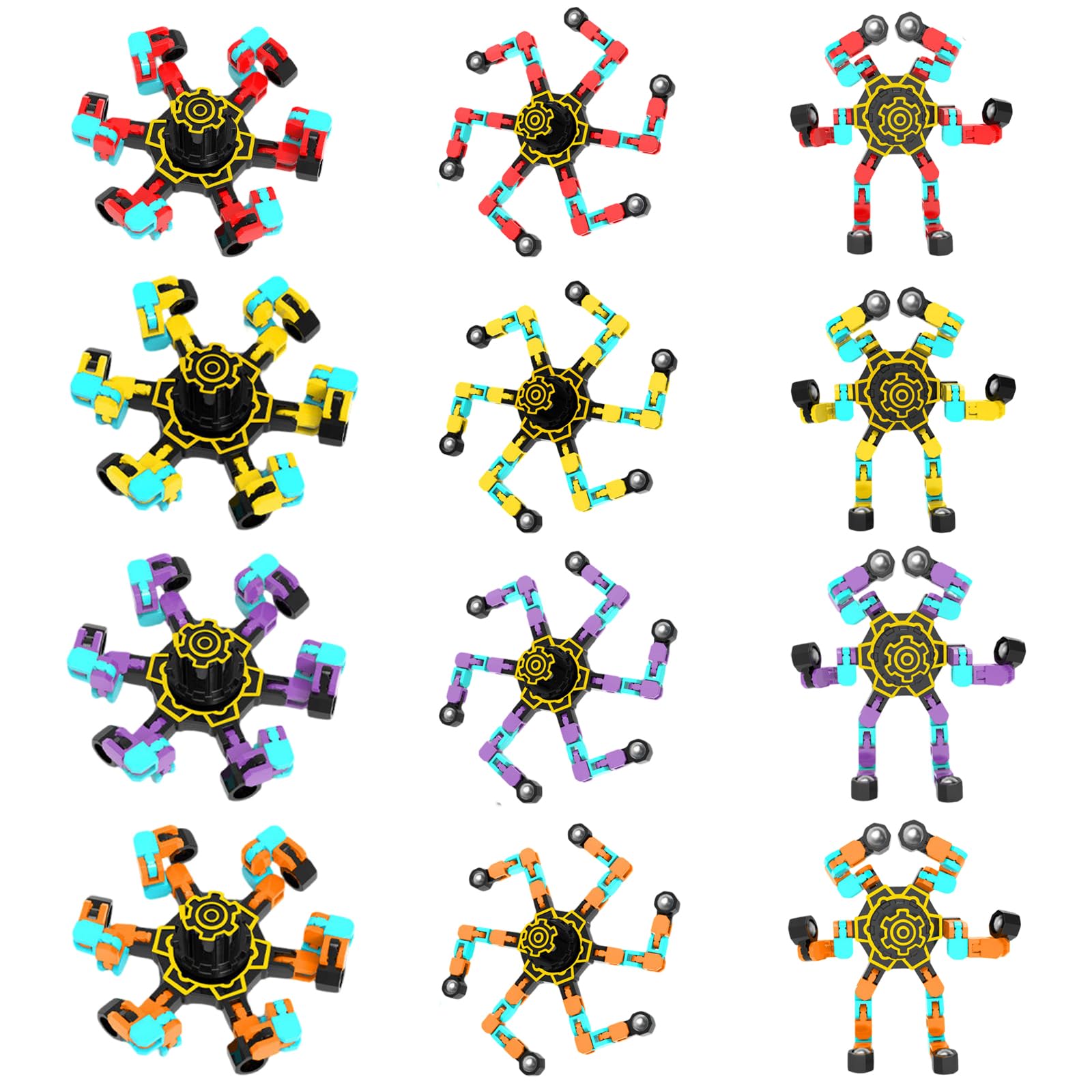 Rłość Fidget Spinner RoadLoo 12 Pcs Leuchtendes DIY Verformbare Fingerspitze Gyro Spinning Spielzeug für Kinder Erwachse