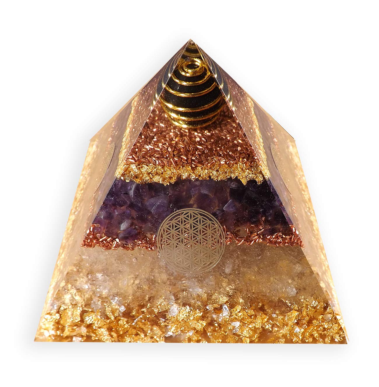 ORGONICART Orgonit Pyramide - Raumharmonisierende Pyramide mit Amethyst & Bergkristall, für Elektrosmog-Schutz im Hausha